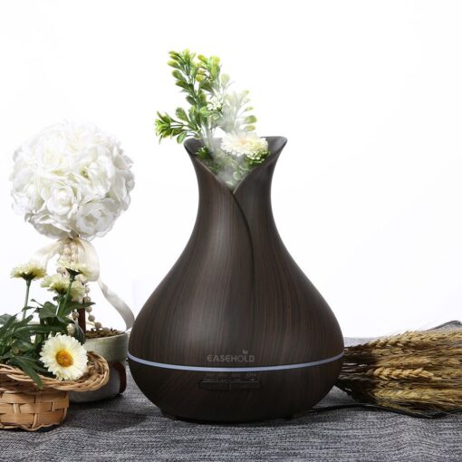 400ml 4-in-1 Flower Vase Aroma Diffuser Dark Wood