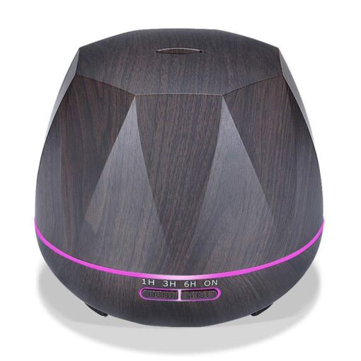 500ml Octagon Aromatherapy Oil Diffuser W/ IR Remote - Dark Wood - Image 2