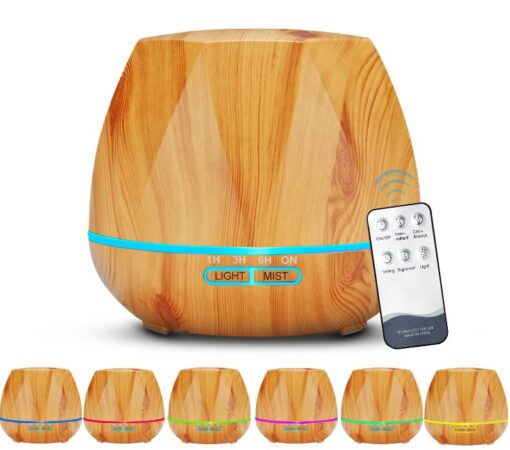 500ml Octagon Aromatherapy Oil Diffuser W/ IR Remote - Light Wood - Image 4