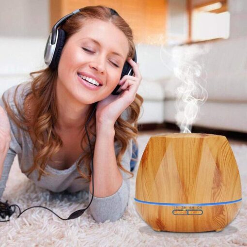 500ml Octagon Aromatherapy Oil Diffuser W/ IR Remote - Light Wood