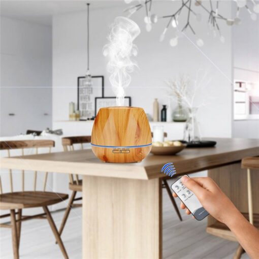 500ml Octagon Aromatherapy Oil Diffuser W/ IR Remote - Light Wood - Image 5