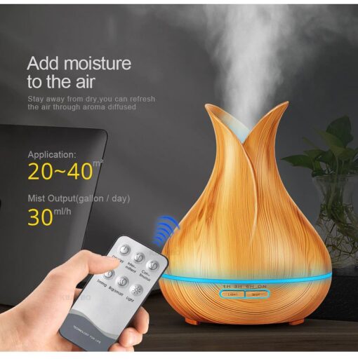 400ml 4-in-1 Flower Vase Aroma Diffuser Light Wood