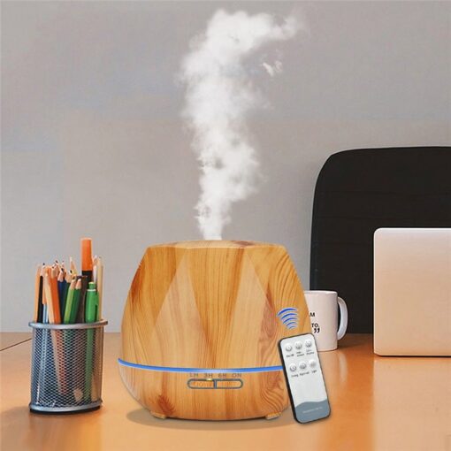 500ml Octagon Aromatherapy Oil Diffuser W/ IR Remote - Light Wood - Image 6