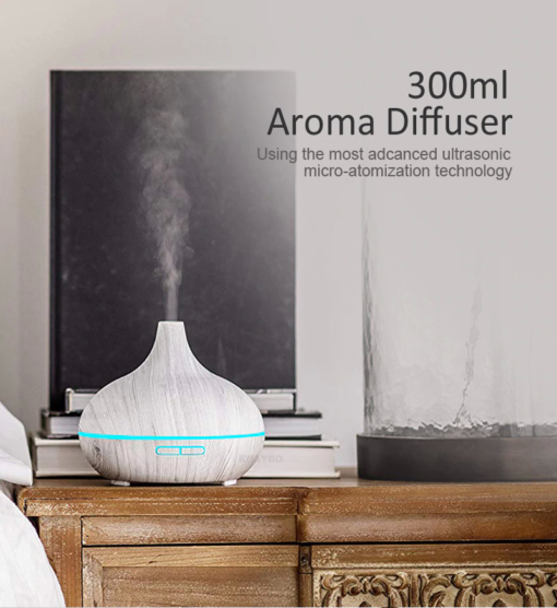 400ml Aroma Diffuser White Wood Grain W/ Measuring Cup - Image 3