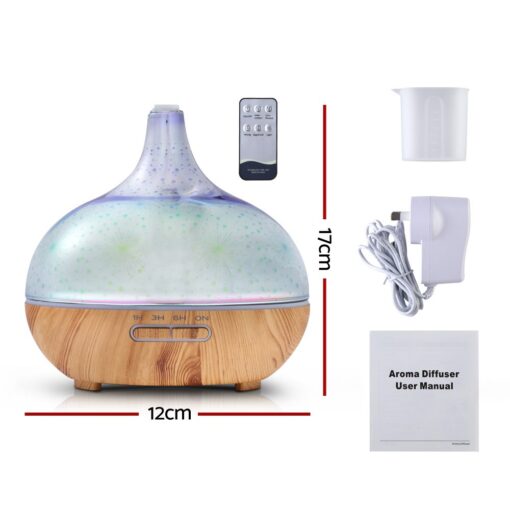 400ml 3D Firework Air Humidifier W/ Remote - Light Wood - Image 7